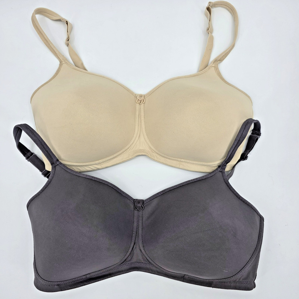 Amoena Mara SB Mastectomy Bra 38DD Lot of 2 Wire Free Padded Gray Beige